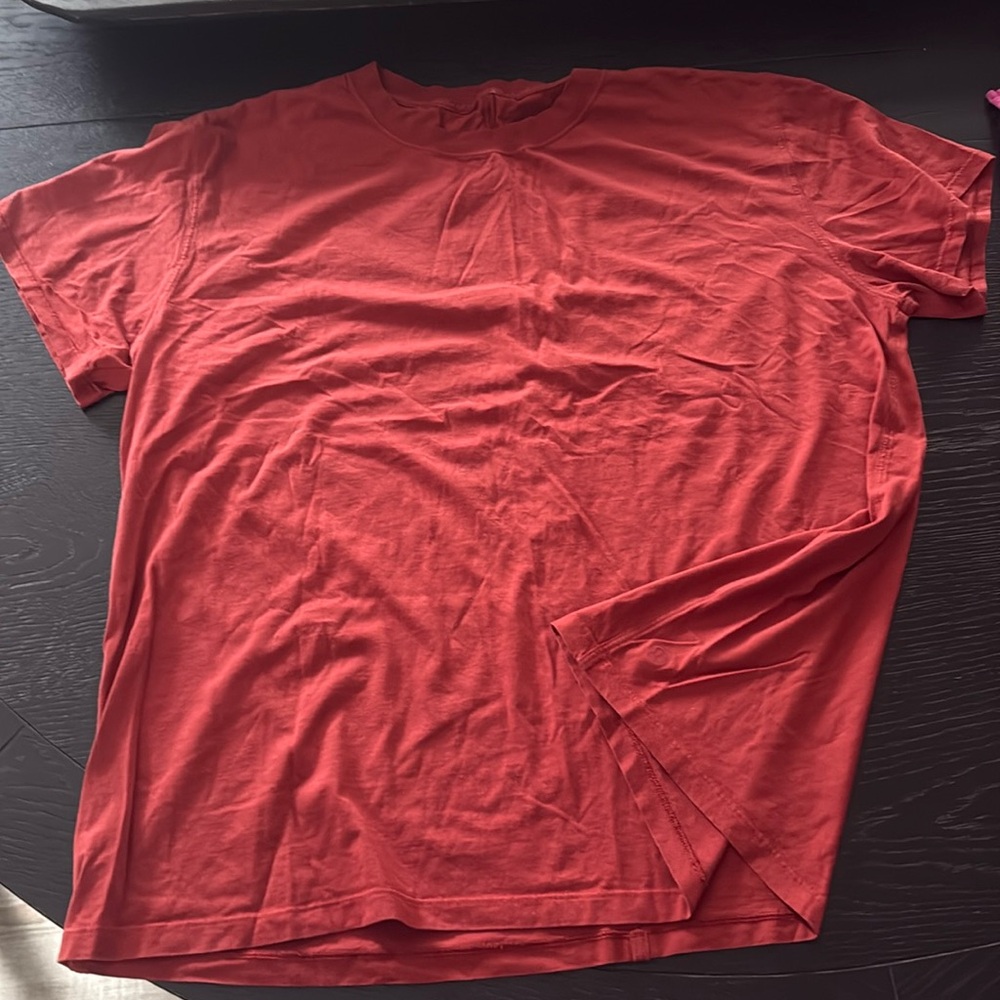 Lululemon All Yours Cotton T-shirt, 
Rust (an orangey brown) size 10